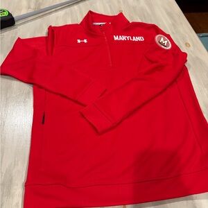 Under Armour Red Maryland Quarter-Zip Pullover Men Small